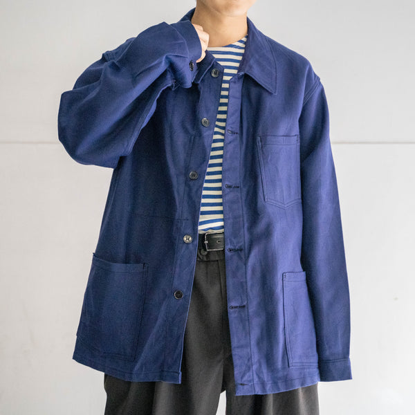 around 1960s France navy cotton twill work jacket 'dead stock' -2