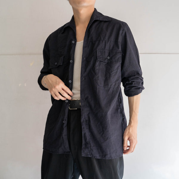 1970s France work shirt 'dead stock' -black dyed-