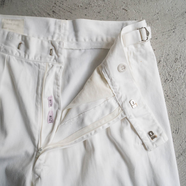 1960s Royal Navy white drill chino slacks -with adjuster-