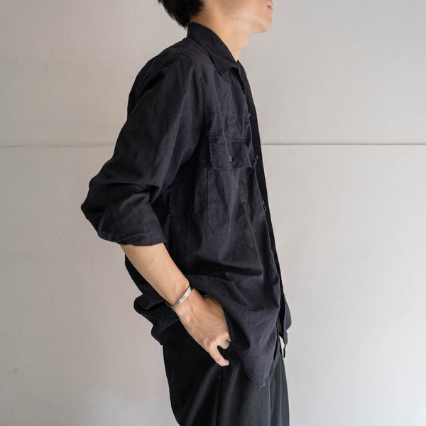 1970s France work shirt 'dead stock' -black dyed-