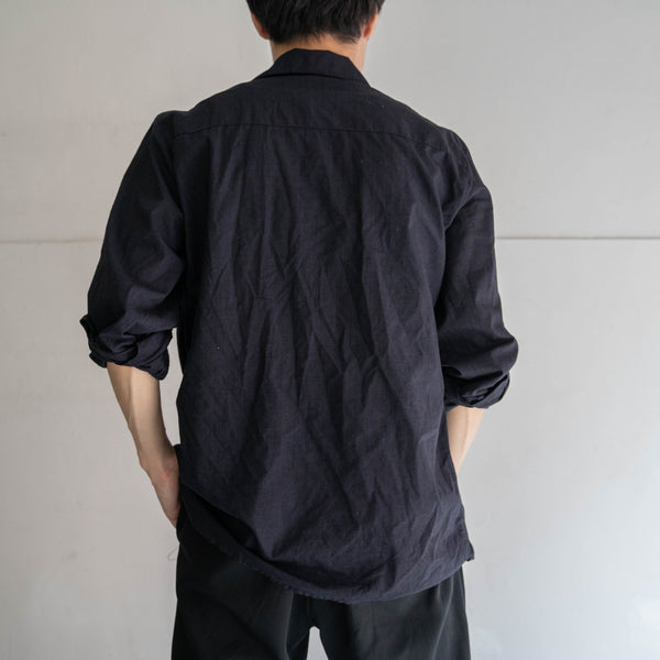 1970s France work shirt 'dead stock' -black dyed-