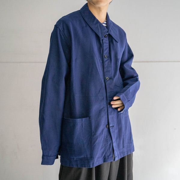 around 1960s France navy cotton twill work jacket 'dead stock' -2