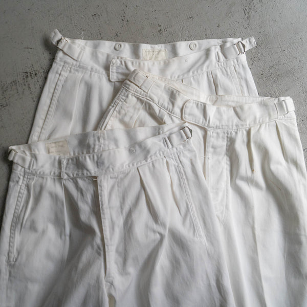 1960s Royal Navy white drill chino slacks -with adjuster-