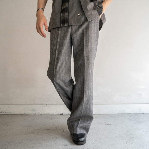 1980s Japan vintage gray chambray stripe slacks