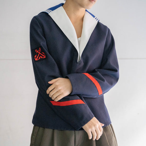 1980-90s French military navy sailor smock -with blue collar-