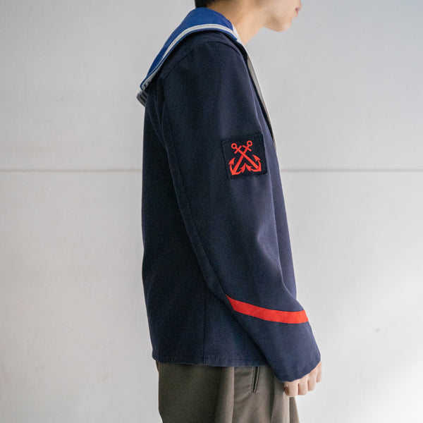 1980-90s French military navy sailor smock -with blue collar-