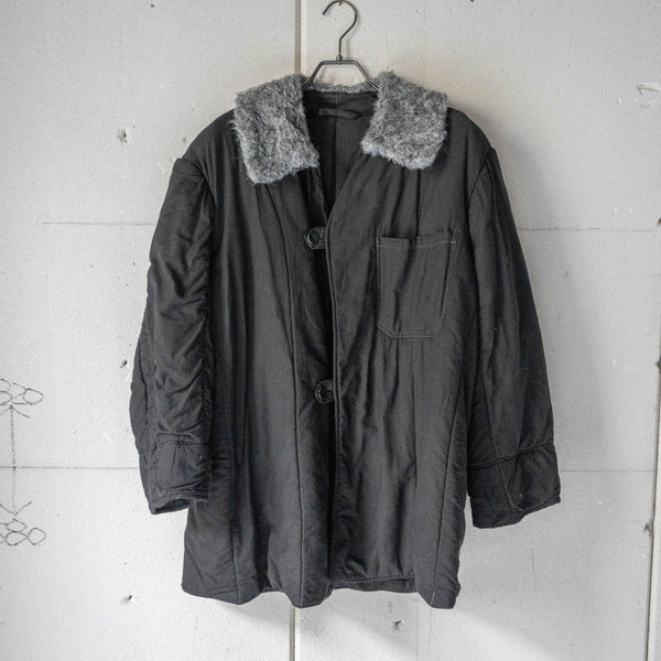 1960-80s Hungarian  military quilting jacket 'dead stock' -black dyed-