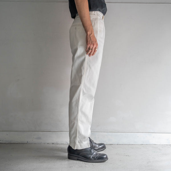 1960s Royal Navy white drill chino slacks -with adjuster-