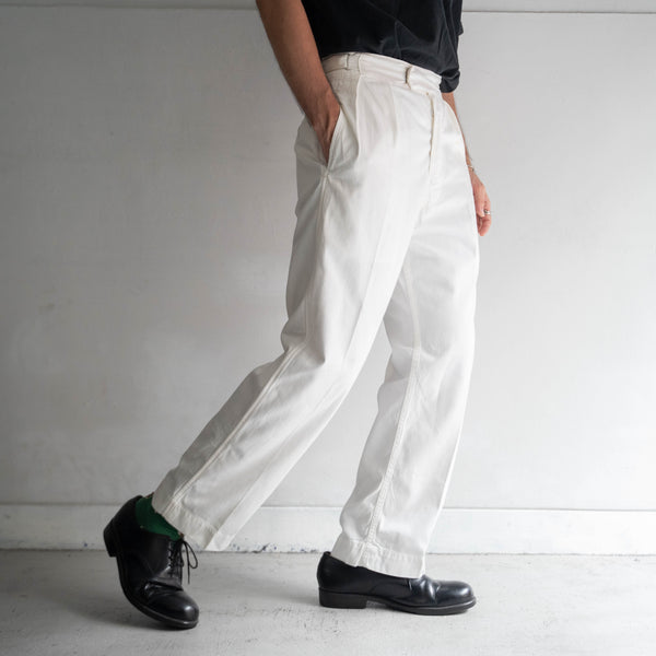 1960s Royal Navy white drill chino slacks -with adjuster-