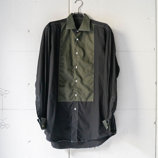 2000s British military switching design dress shirt -black dyed- 'dead stock'