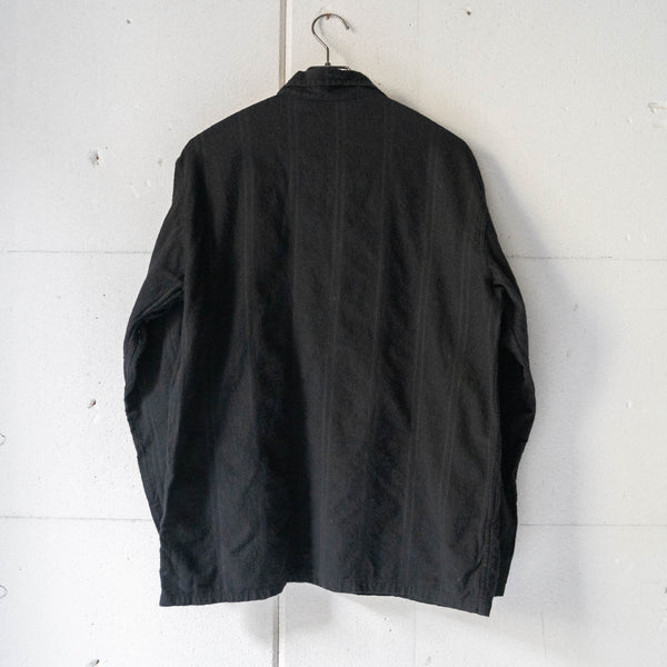 1960s France flannel pajama shirt -black dyed- 'dead stock'