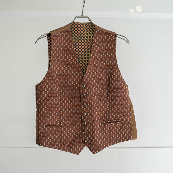 1970-80s dark brown all over pattern vest