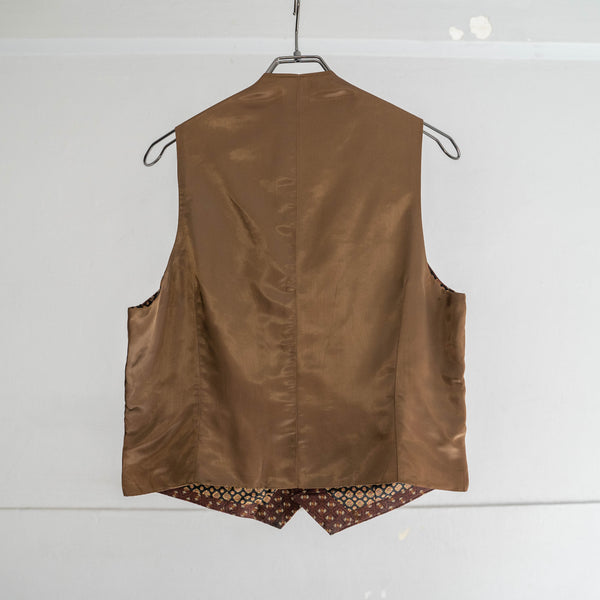 1970-80s dark brown all over pattern vest