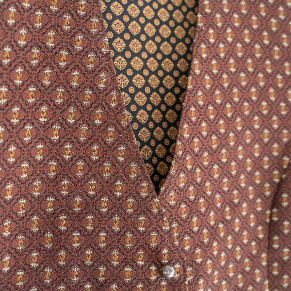 1970-80s dark brown all over pattern vest