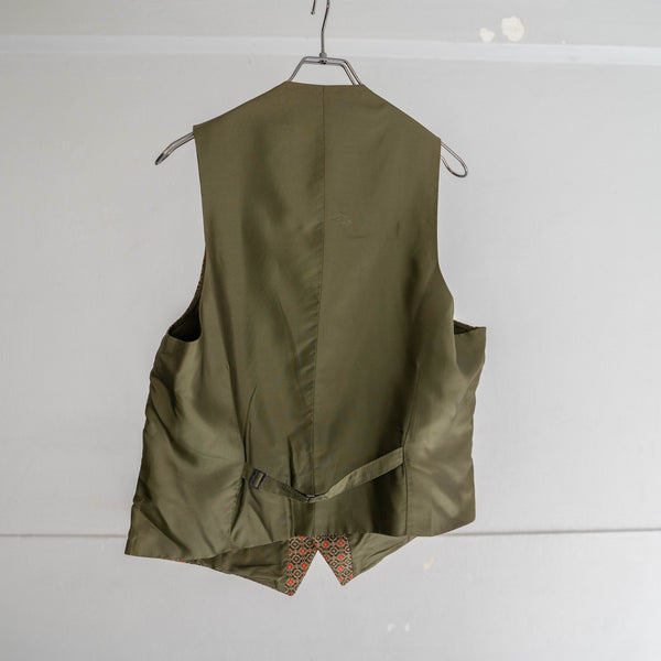 1970-80s olive based all over pattern vest