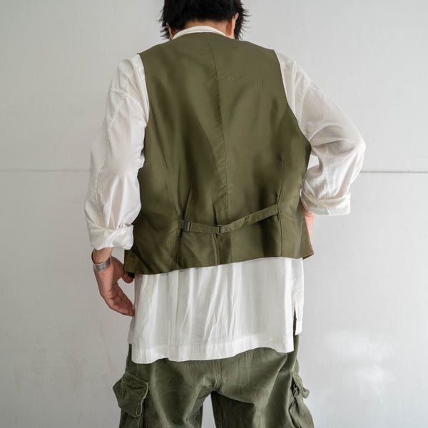 1970-80s olive based all over pattern vest