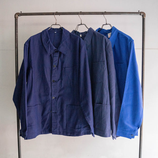 around 1960s France navy cotton twill work jacket 'dead stock' -1