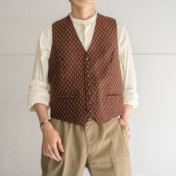 1970-80s dark brown all over pattern vest