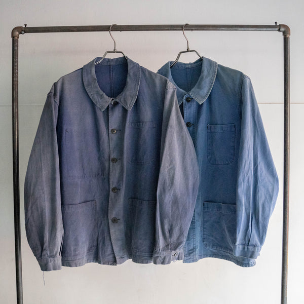 1950s France blue cotton twill work jacket 'back sun fade'