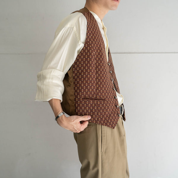 1970-80s dark brown all over pattern vest
