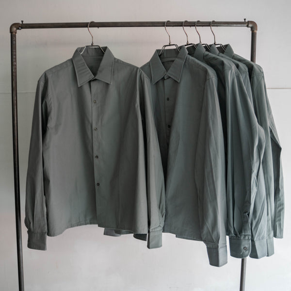 1970-80s Italian police deep green l/s shirt 'dead stock' -remake-
