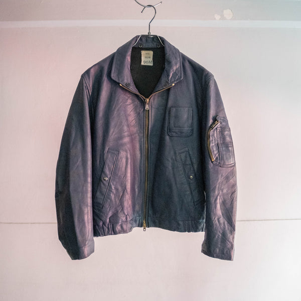 1970-80s French military pilot leather jacket -government supply-