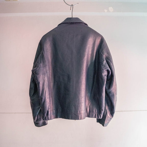 1970-80s French military pilot leather jacket -government supply-