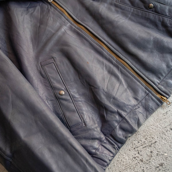 1970-80s French military pilot leather jacket -government supply-