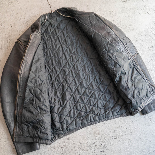 1970-80s French military pilot leather jacket -black color & detachable arms-