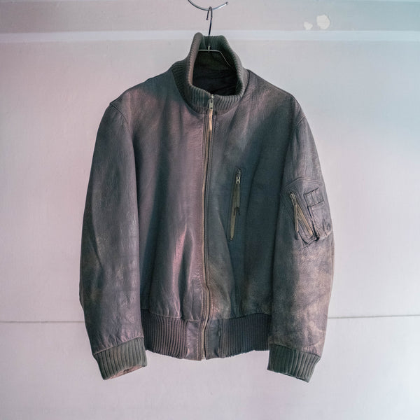 1980-00s German military pilot leather jacket -civilian type-