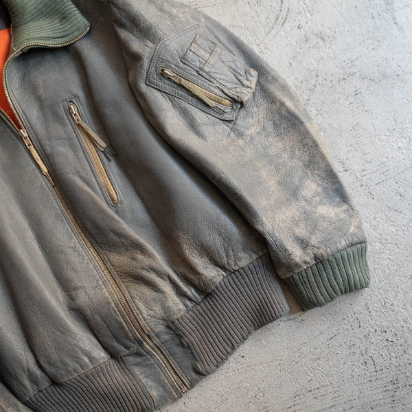 1980-00s German military pilot leather jacket -civilian type-