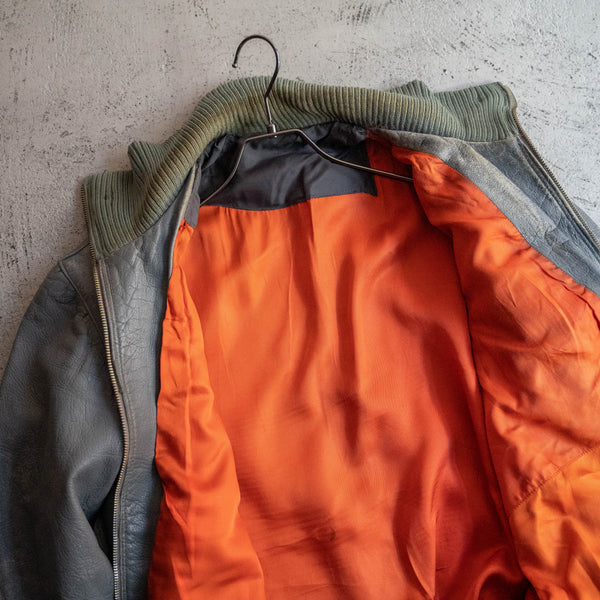 1980-00s German military pilot leather jacket -civilian type-