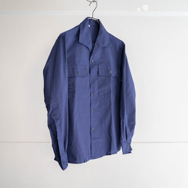 1970s France blue work shirt 'dead stock' -without epaulette-