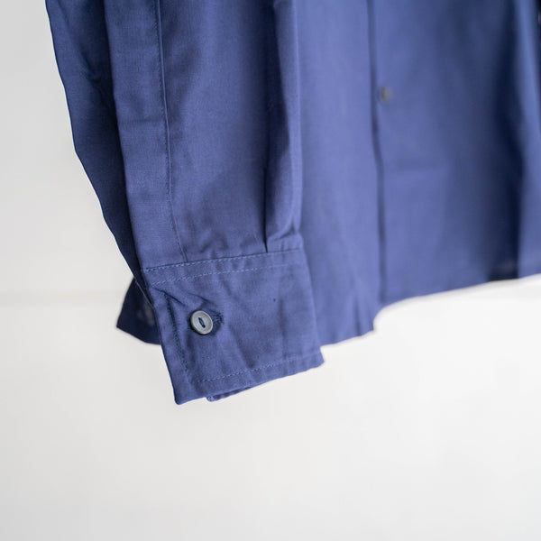 1970s France blue work shirt 'dead stock' -without epaulette-