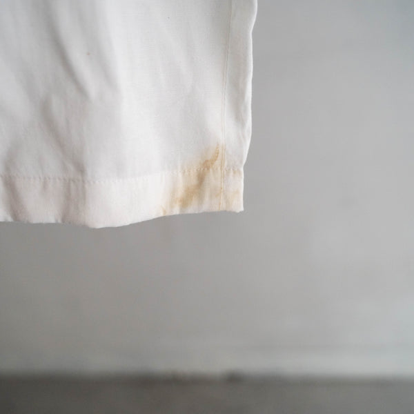 around 1990s white color linen × poly two tuck slacks