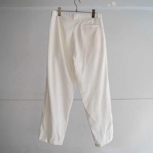 around 1990s white color linen × poly two tuck slacks