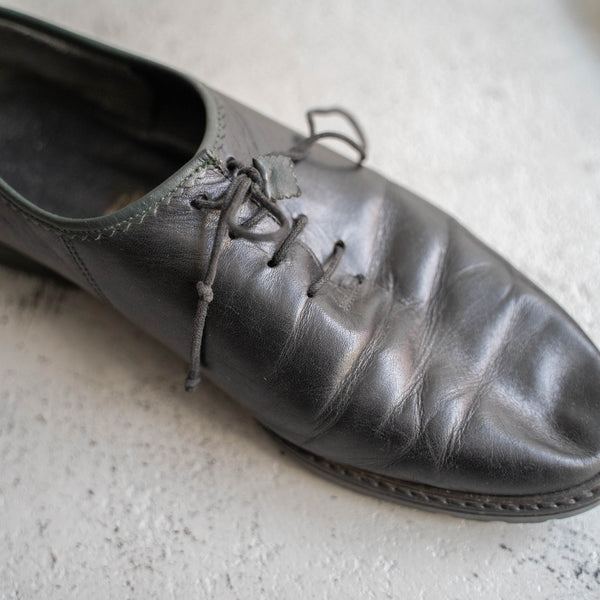 around 1990s Europe black color leather tyrolean shoes