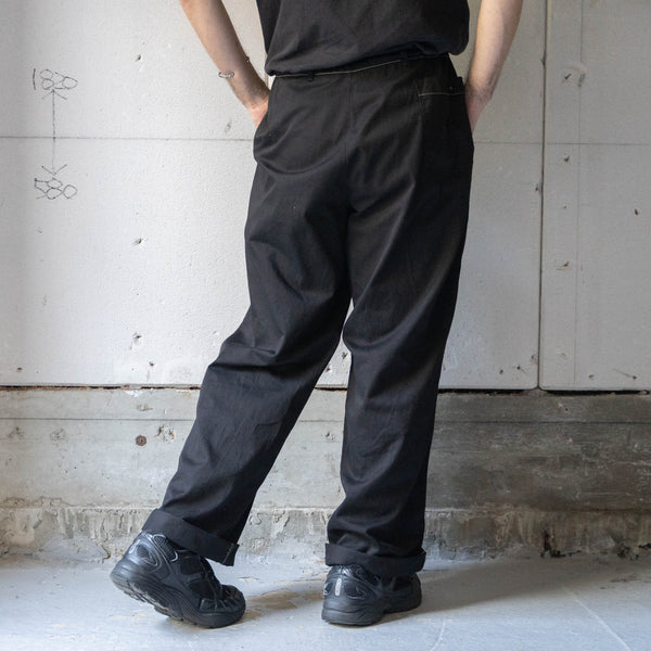 1980s Germany military cotton twill work pants -black dyed- 'waist code remake'