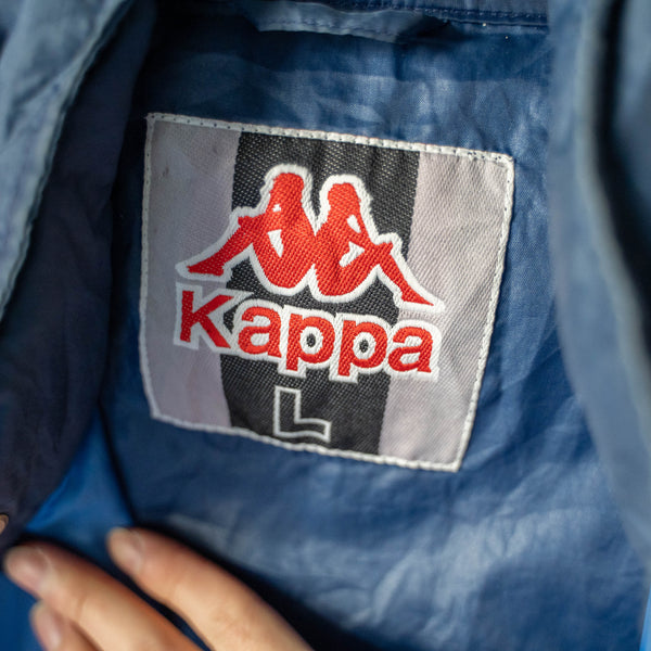 1990s 'KAPPA' blue×navy×orange sleeve line design nylon jacket