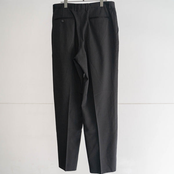 around 1980s Japan vintage black base stripe wool two tuck slacks