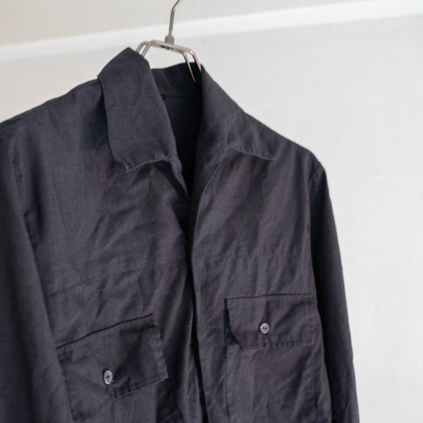 1970s France work shirt 'dead stock' -black dyed-