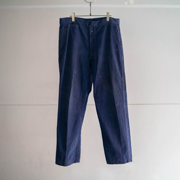 1950s France blue cotton twill work pants -good dirt-