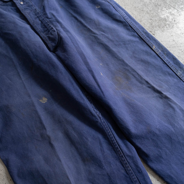 1950s France blue cotton twill work pants -good dirt-