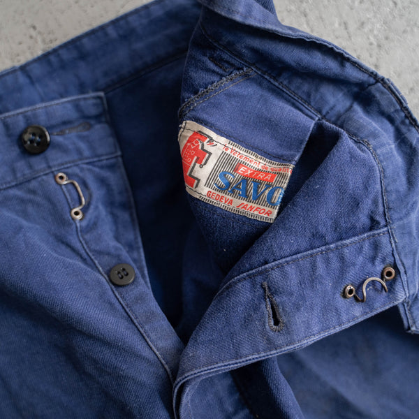1950s France blue cotton twill work pants -good dirt-