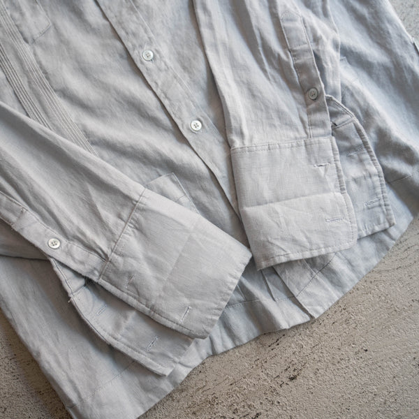 1990s light blue linen cuba l/s shirt -with embroidery-