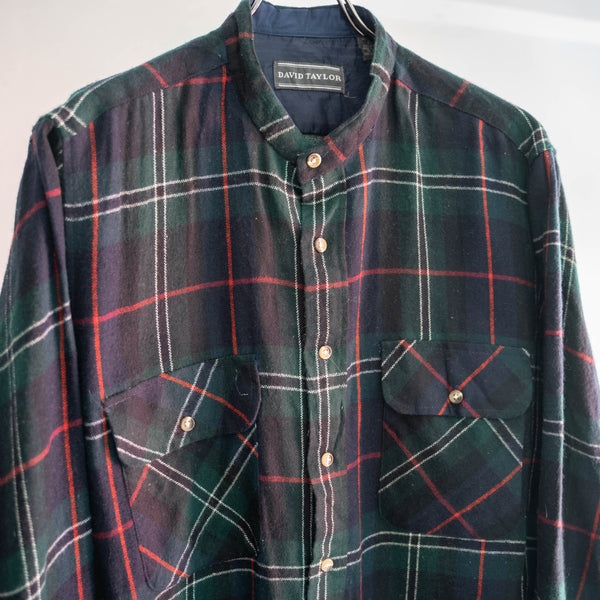 1990s black watch no collar l/s shirt