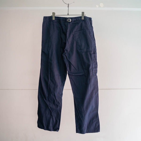 1970-80s Europe navy HBT work pants with cinch back