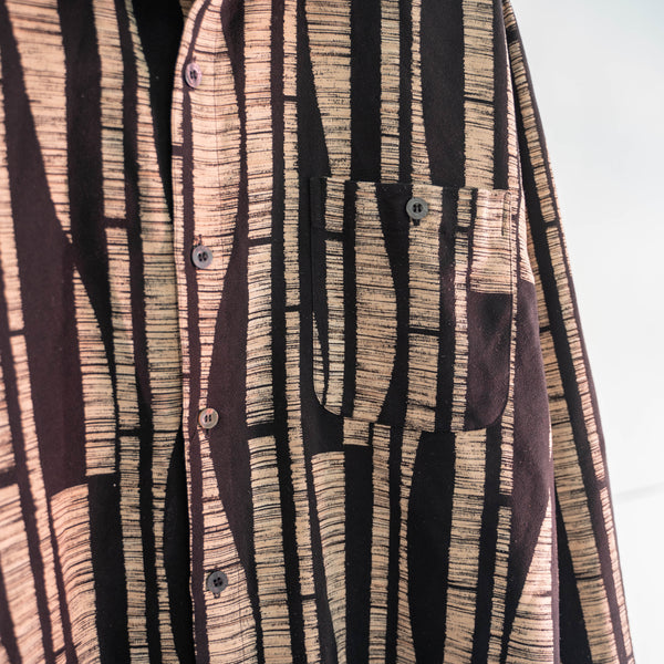 1990s black × beige all over pattern l/s shirt