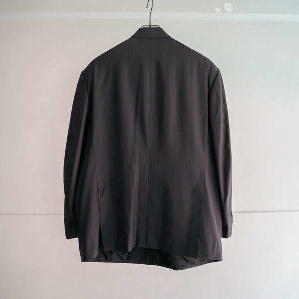 1990s Japan vintage dark green stripe double breasted set up