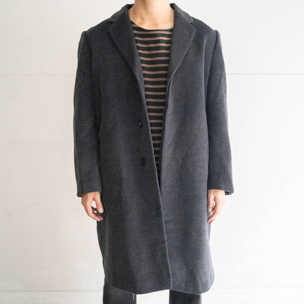 1970-80s Japan vintage dark gray wool set in sleeve coat